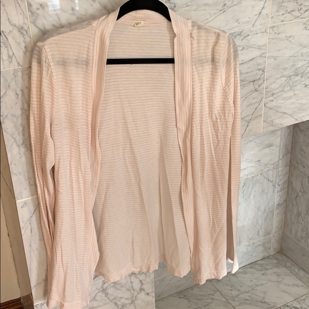 Pink/white striped lightweight sweater